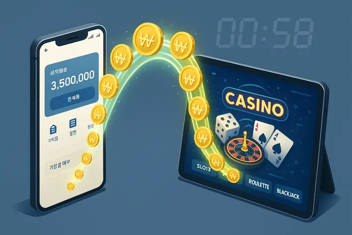 To visually represent the key selling point of fast, automated deposits and withdrawals using Korean bank accounts, highlighting speed and convenience.