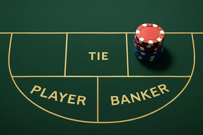 To visually explain the three primary betting options in Baccarat: Player, Banker, and Tie, which is a core concept for new players.