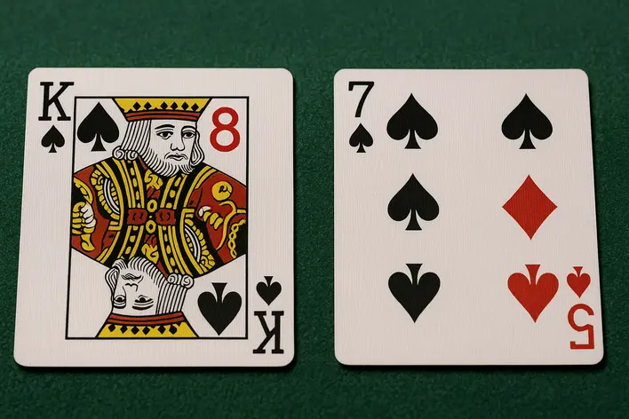 To illustrate the specific rule of how card values are counted in Baccarat, especially how face cards are valued at zero and totals over 9 use the last digit.