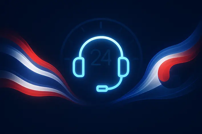 To illustrate the concept of 24/7 bilingual (Thai-Korean) customer support, a key feature of the service.
