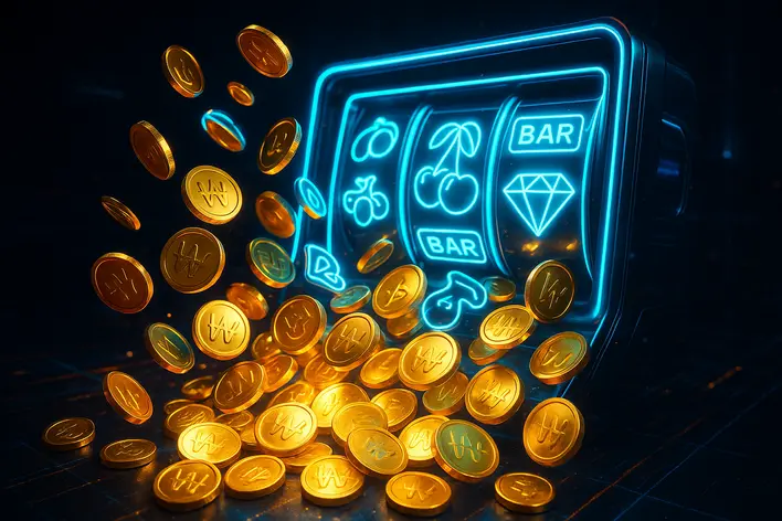 To visually represent the concept of 'สล็อตเงินวอน' (Slots in Won), highlighting the excitement and digital nature of the games available.