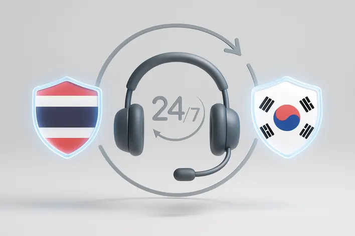 To illustrate the 24/7 bilingual (Thai-Korean) customer support service, emphasizing reliability and accessibility.