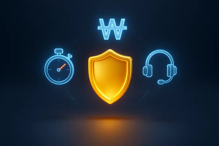 To highlight the key features and benefits of UFA Korea 999: security, fast transactions with Korean Won, and 24/7 bilingual support.