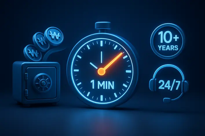 To illustrate the key features of a reliable platform: a fast financial system, long-standing experience, and 24/7 support.