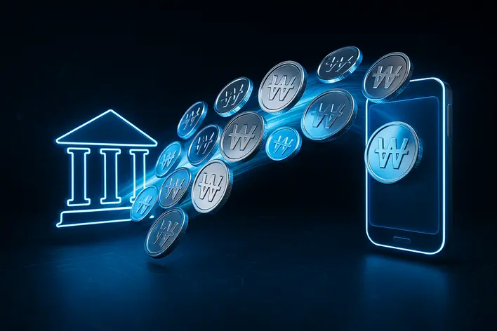 To illustrate the top-ranked website's key feature: extremely fast, automatic financial transactions using Korean Won (KRW).