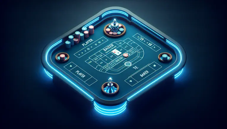 To visually explain the fundamental betting options in Baccarat: Player, Banker, and Tie, for the step-by-step guide section.