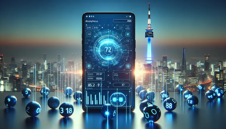 A modern smartphone displaying a Korean online lottery interface, with glowing blue lottery balls floating against a backdrop of the Seoul city skyline at night, symbolizing convenience and opportunity.