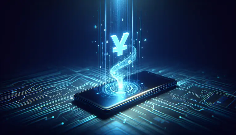 A modern smartphone securely processing an automated deposit of Korean Won for an online lottery, visualized by glowing blue data streams on a high-tech background.