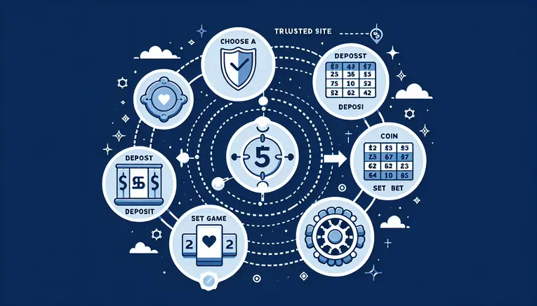 To visually represent the simple, step-by-step process of playing online slots, from signing up to spinning the reels, as explained in the article.