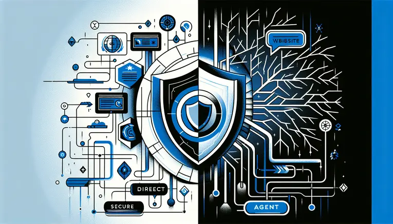 To visually compare the security and reliability of a 'direct website' versus an 'agent website'.